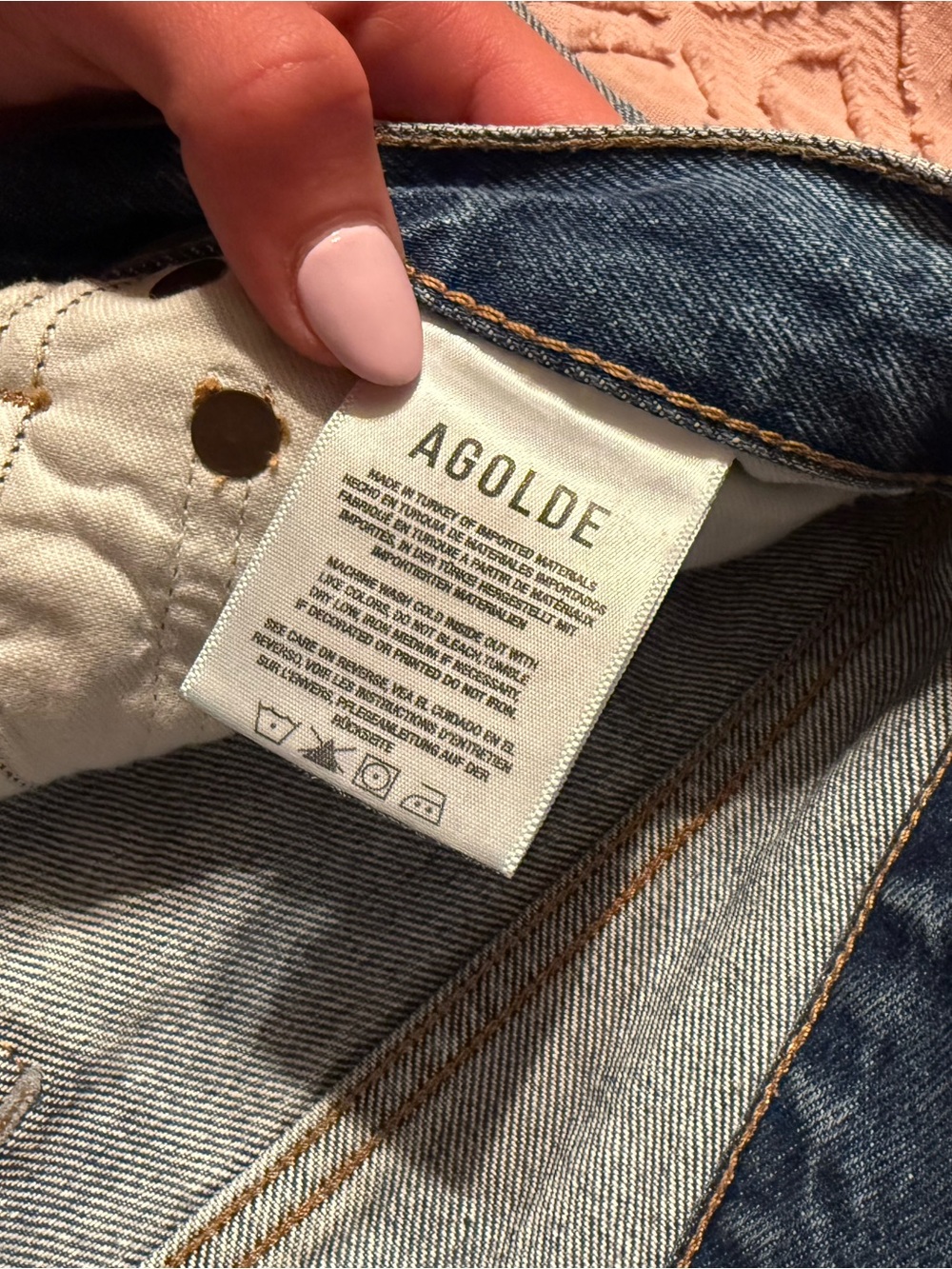 Agolde Light Blue High-Rise Denim Shorts - Picture 3 of 5